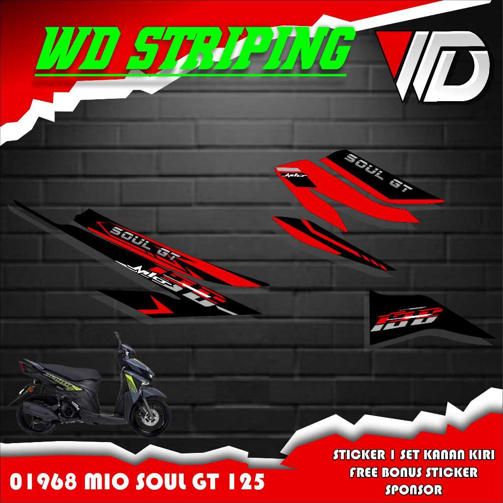 01968 Sticker striping sepeda motor yamaha mio soul gt 125 motif vietnam keren