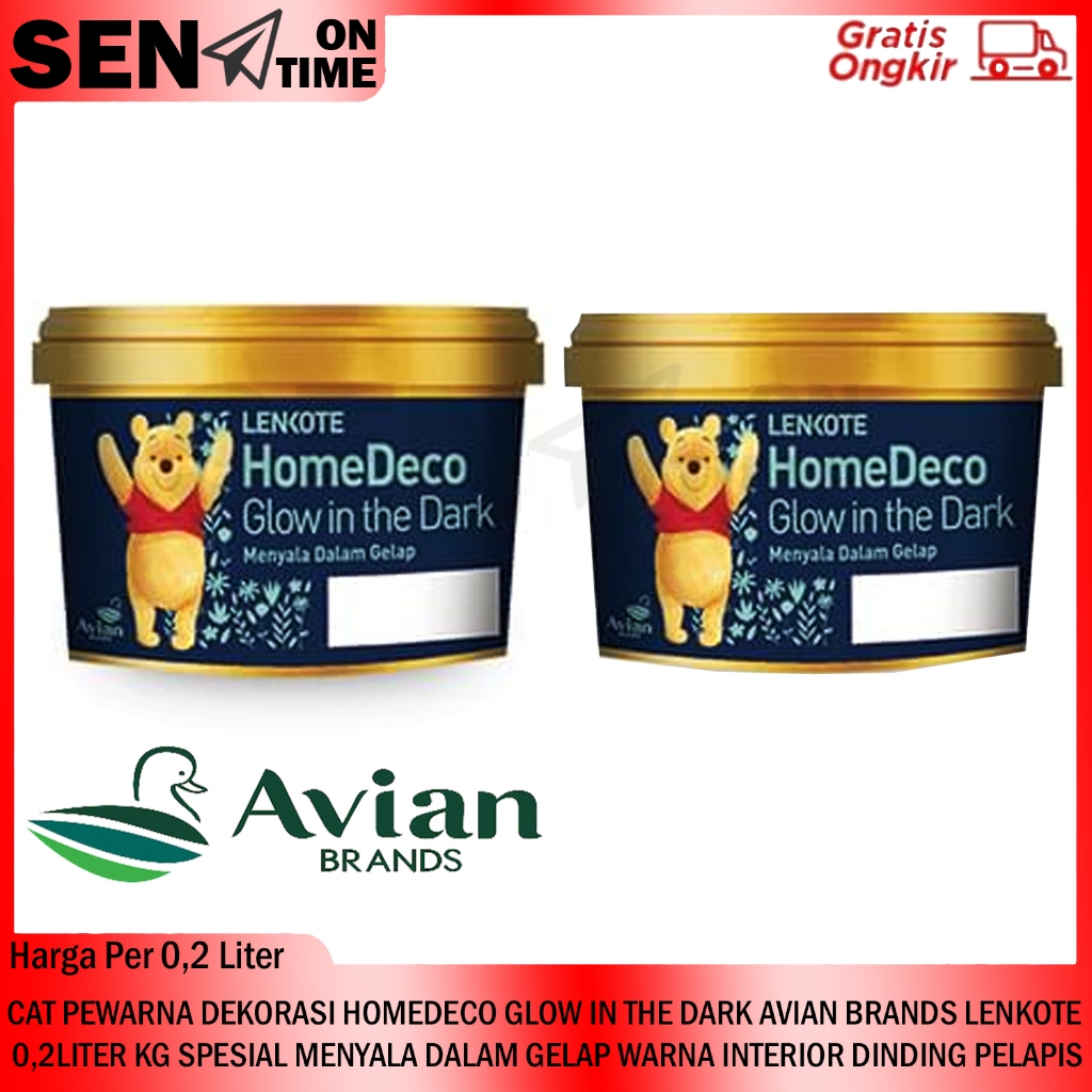 AVIAN BRANDS CAT PEWARNA DEKORASI HOMEDECO GLOW IN THE DARK LENKOTE CET 0,2LITER KG SPESIAL MENYALA 