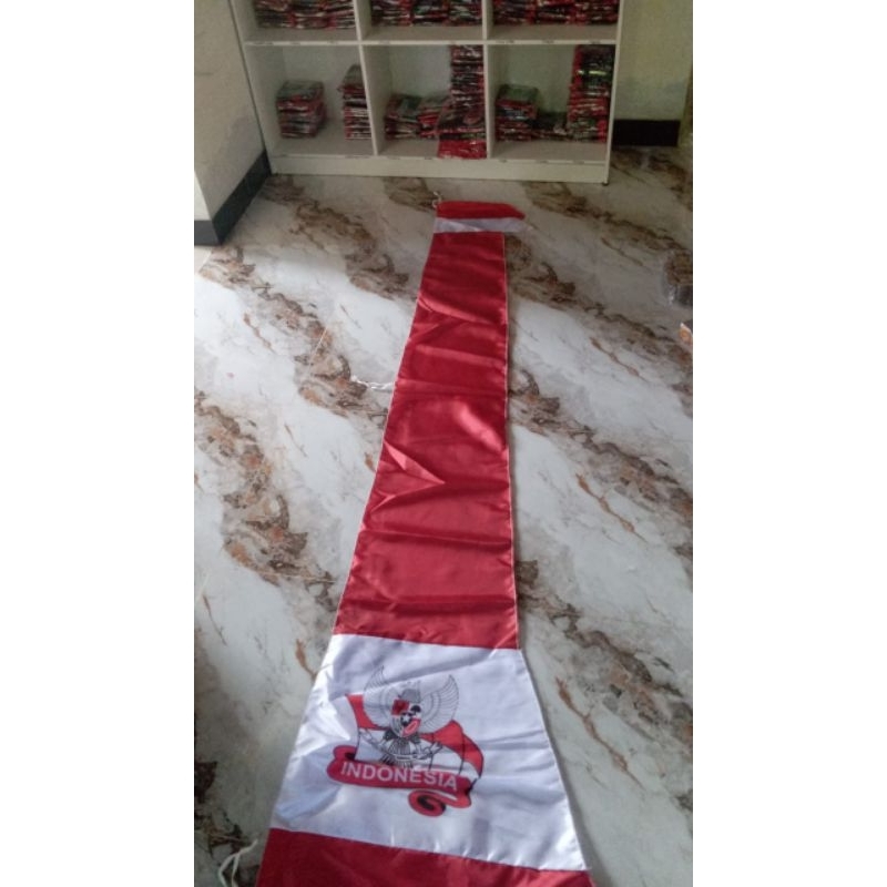 Umbul umbul layur merah putih Sablon Garuda Panjang  -+4Meter