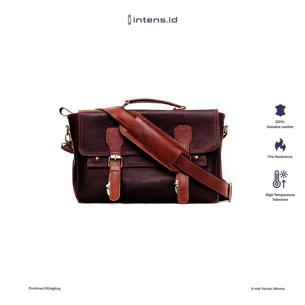 Intens.id tas laptop pria tas kerja tas wanita masangger bag postman bag tas kulit postman leather b