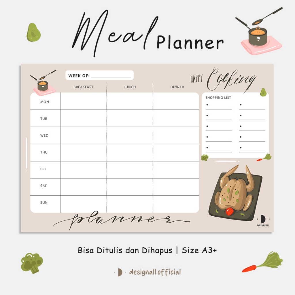 

Designall Weekly Meal Planner Wipe & Clean A3+ - WM