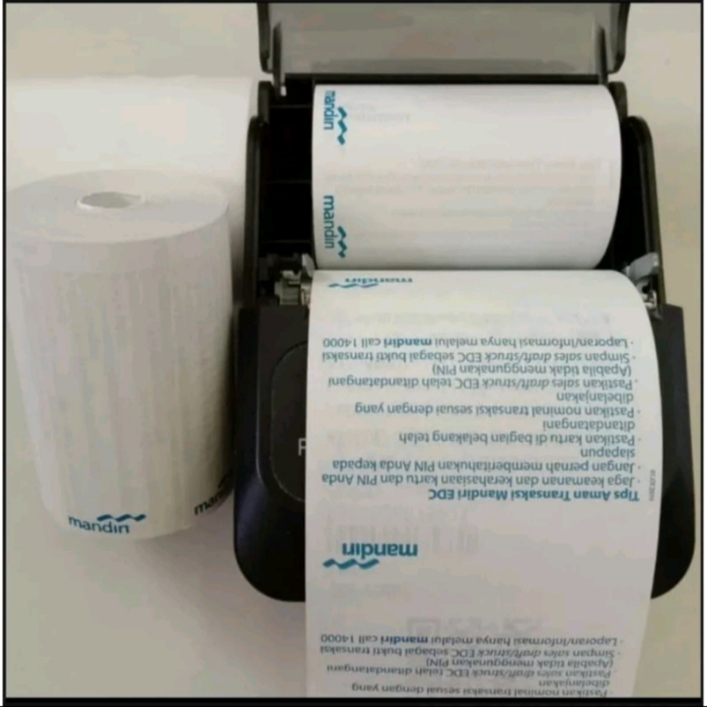 

kertas thermal struk kasir EDC logo mandiri 57x40mm