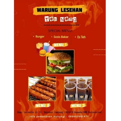 

Burger, Sosis Bakar, Es Teh