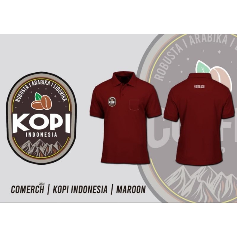 Kaos Berkerah Kaos Polo Pria Kaos Polo Wanita / Kaos Comerch Series Kopi Indonesia