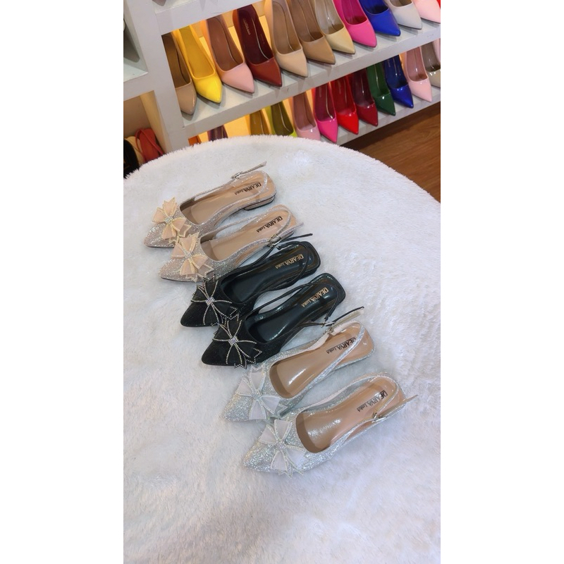 sepatu wanita flat 2 cm glitter Louisdear 03 sepatu Heel pesta pengantin terbaru