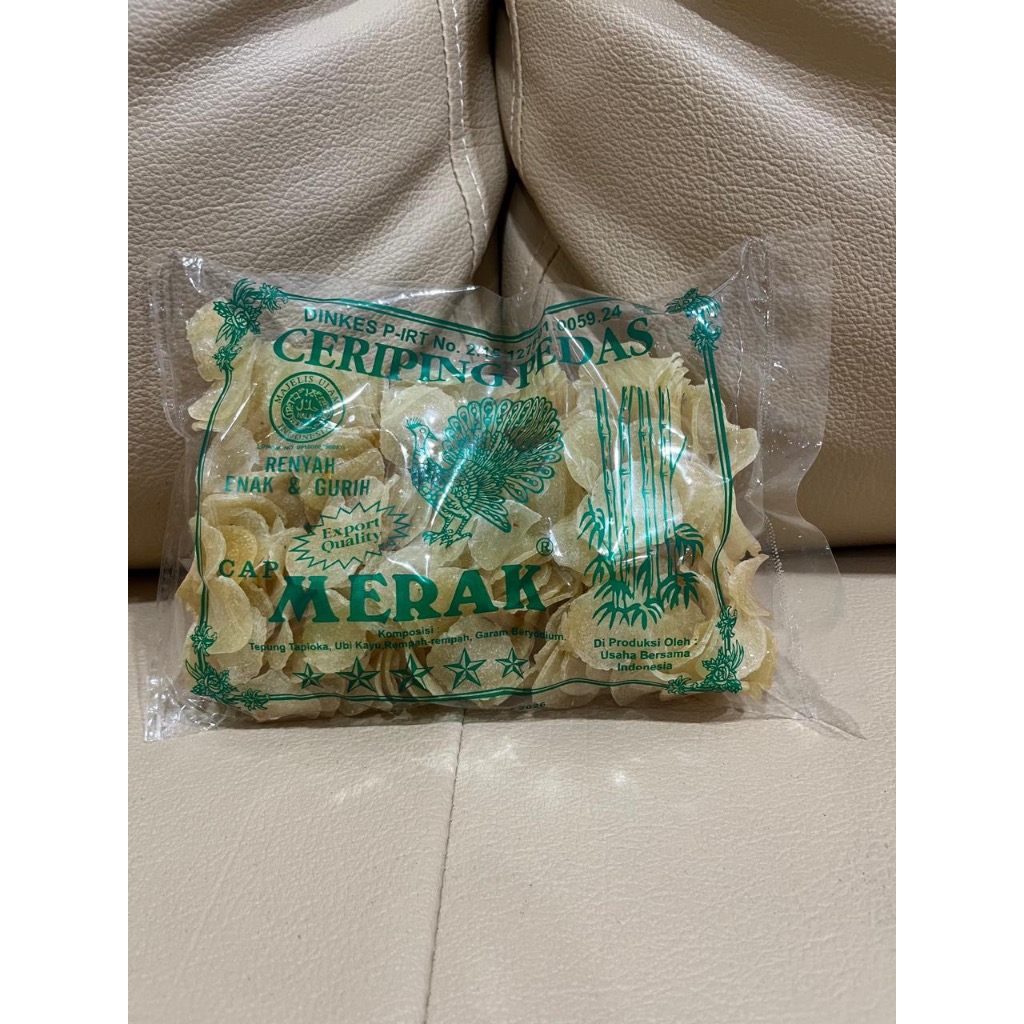 

Kerupuk Mentah Ceriping Pedas Cap Merak