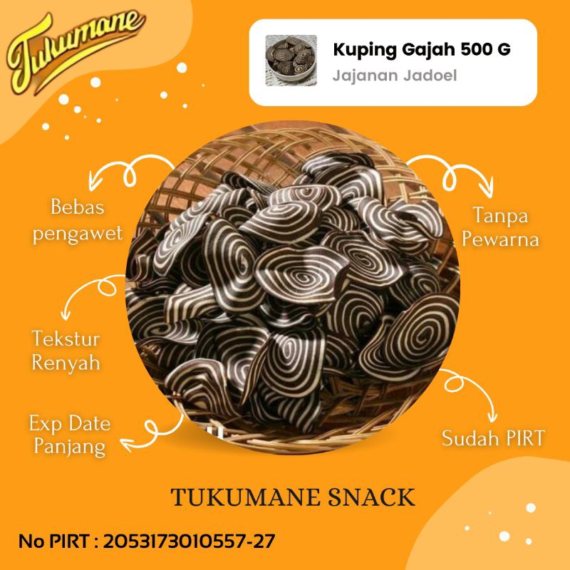 

Kue Kuping Gajah 500 Gram Kue Kering Tradisional Cemilan Jadul Spesial