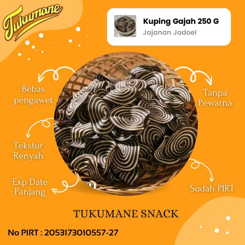 

Kue Kuping Gajah Kue Kering Tradisional 1/4 Kg Cemilan Jadul