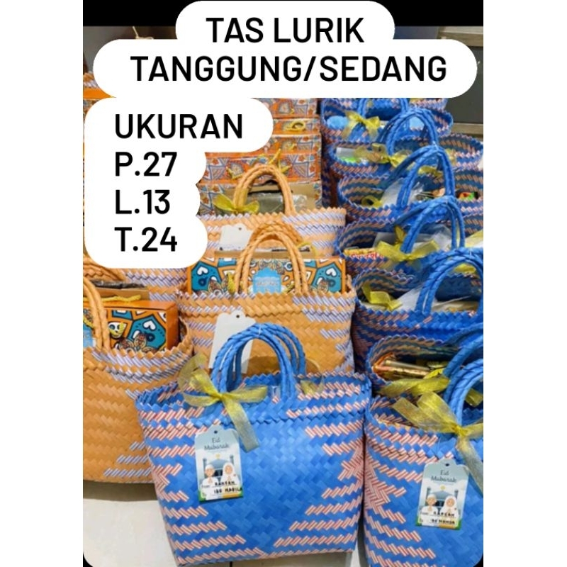 

PAKET HEMAT 10biji,Tas anyaman plastik lurik sedang/ M//tas pasar//tas hajatan/parcel lebaran.