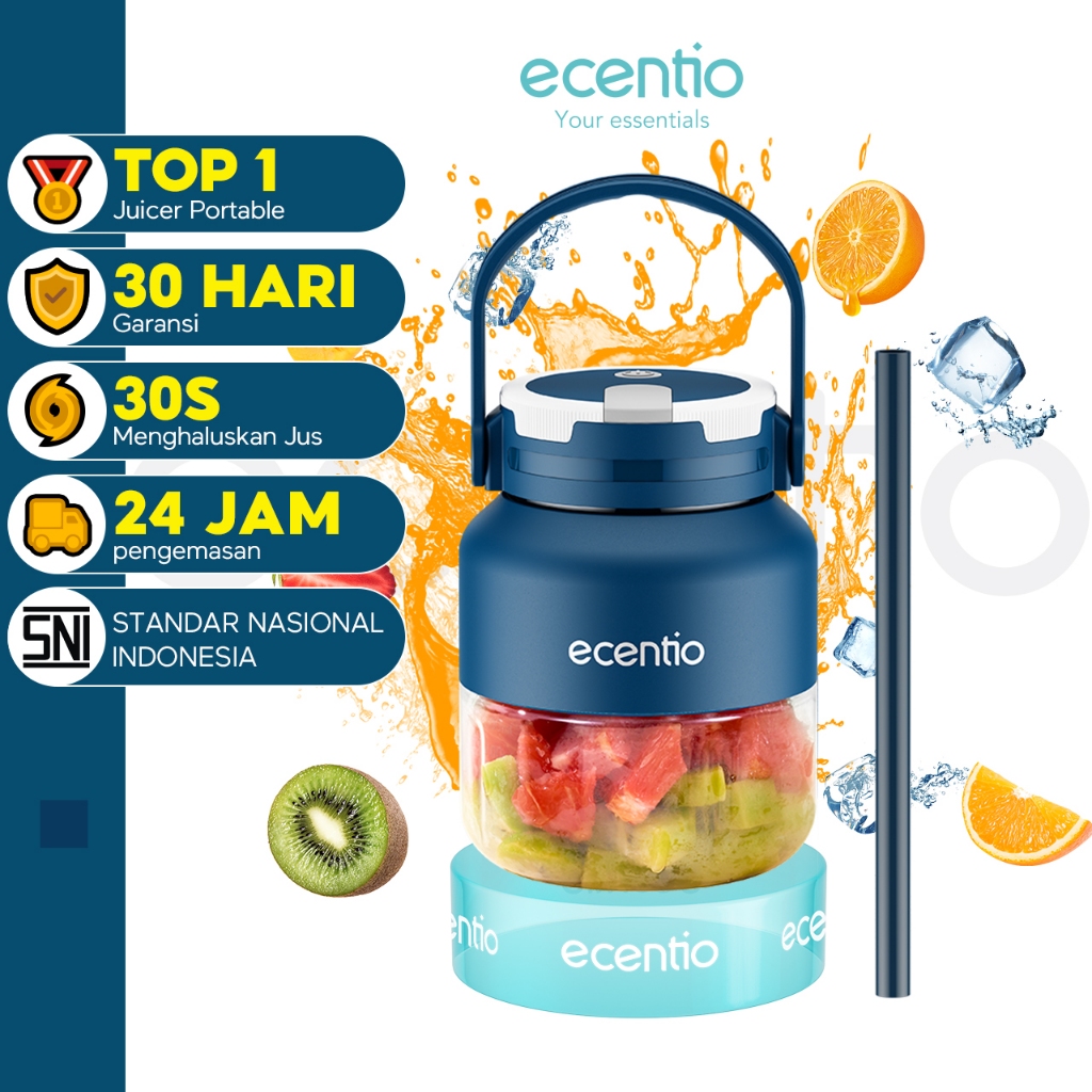 ecentio blender 8 mata pisau 500ml juicer dengan silikon sedotan Rechargeable kapasitas besar belend