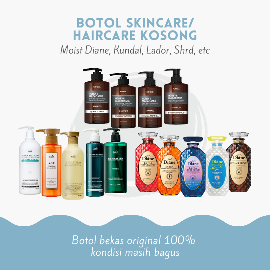 Botol Plastik Jar Kosong Bekas Fullsize Moist Diane Japan Shampoo Treatment Conditioner Lador Kundal