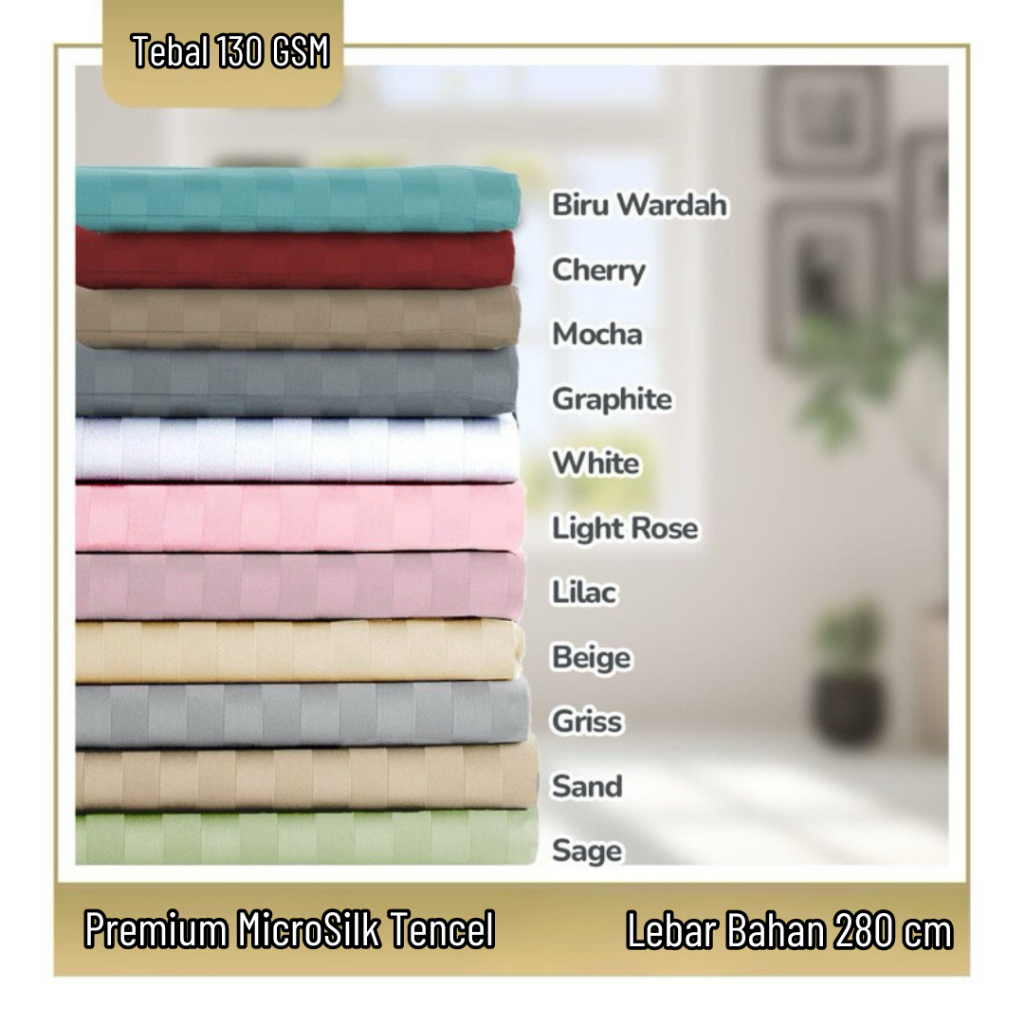 Kain Sprei Meteran Microtencel Microsilk Motif Polos Katun Jepang Dobby Garis Cvc Lokal