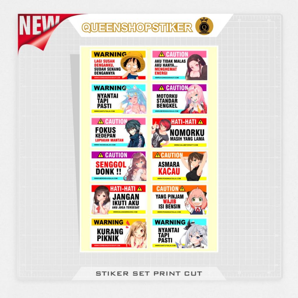 

STICKER PACK VINYL / MOTIF WARNING /SETIKER SATUAN / STIKER SET / HP LAPTOP / HELM / BRAND / INTIP / WATERFROOF