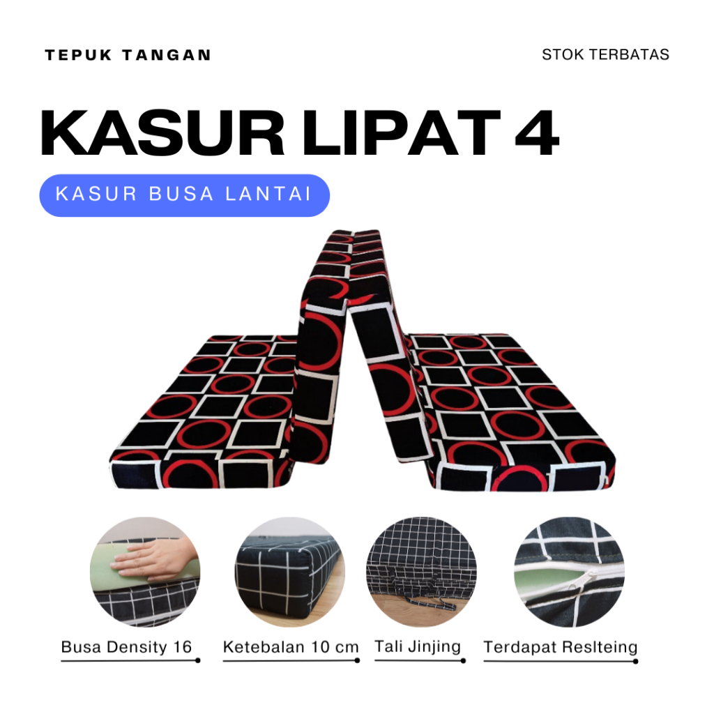 KASUR BUSA LIPAT 4 TEBAL 10CM 200 X 160CM  / KASUR LANTAI MATRAS FOAM BUSA (GARANSI 5 TAHUN)