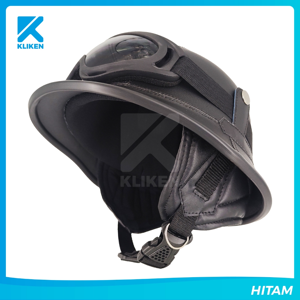Helm Jadul Retro Klasik Model Unik Kulit Sintetis Dewasa Variasi Kacamata