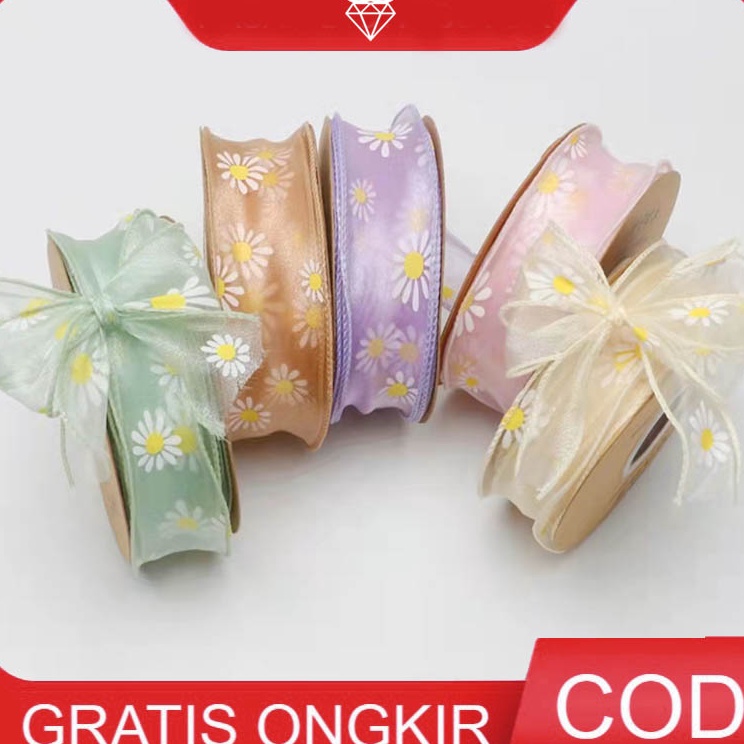

Promo Keren 1ROLL Pita Ribbon Fishtail Flower 4cm Pita Gelombang Kado PS22