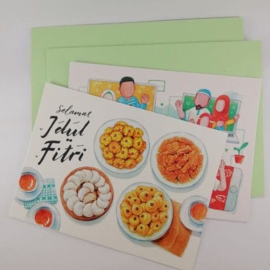 

Kartu Pos Idul Fitri Watercolor Posnesia x kamisketsa