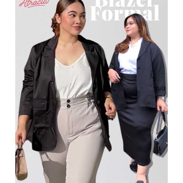 MEGA SALE ATRACTIV Blazer Sidang Jumbo wanita Jas Sidang Bigsize Blazer Hitam Jumbo Wanita XXL XXXL 