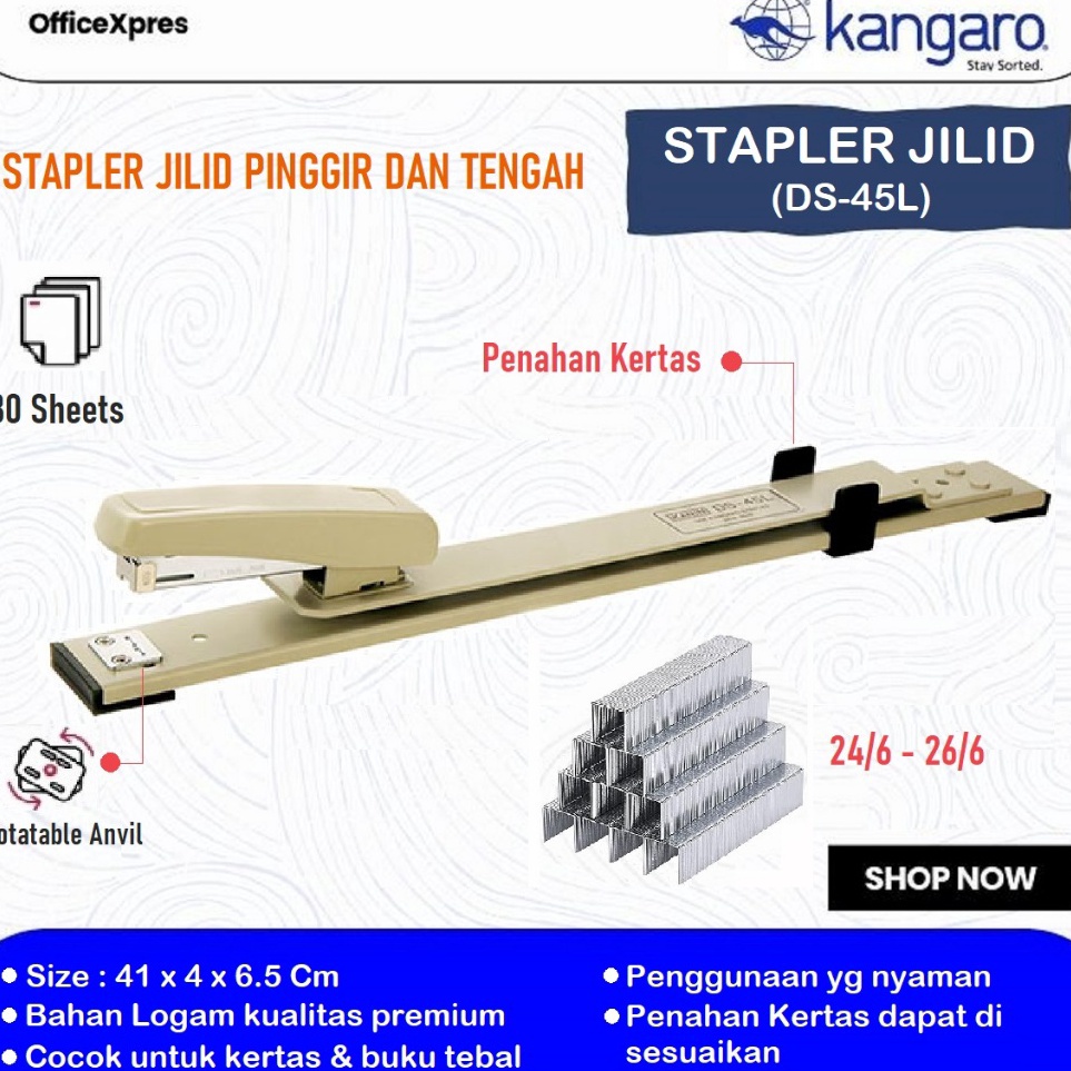

Stapler Jilid Tengah Heavy Duty DS 45L Long Stapler