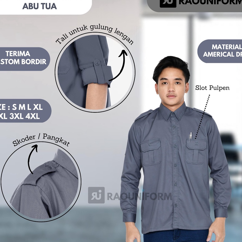 STOK SIAP COD Baju PDL LapanganBaju PDL Lengan PanjangPDL Custom bordirSeragam Kerja PriaSeragam Lap