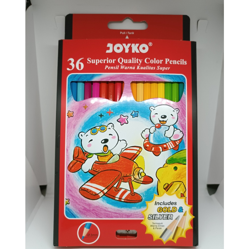 

PENSIL WARNA KAYU 36 WARNA MEREK JOYKO CP 36 PB 1 PAK SERUTAN