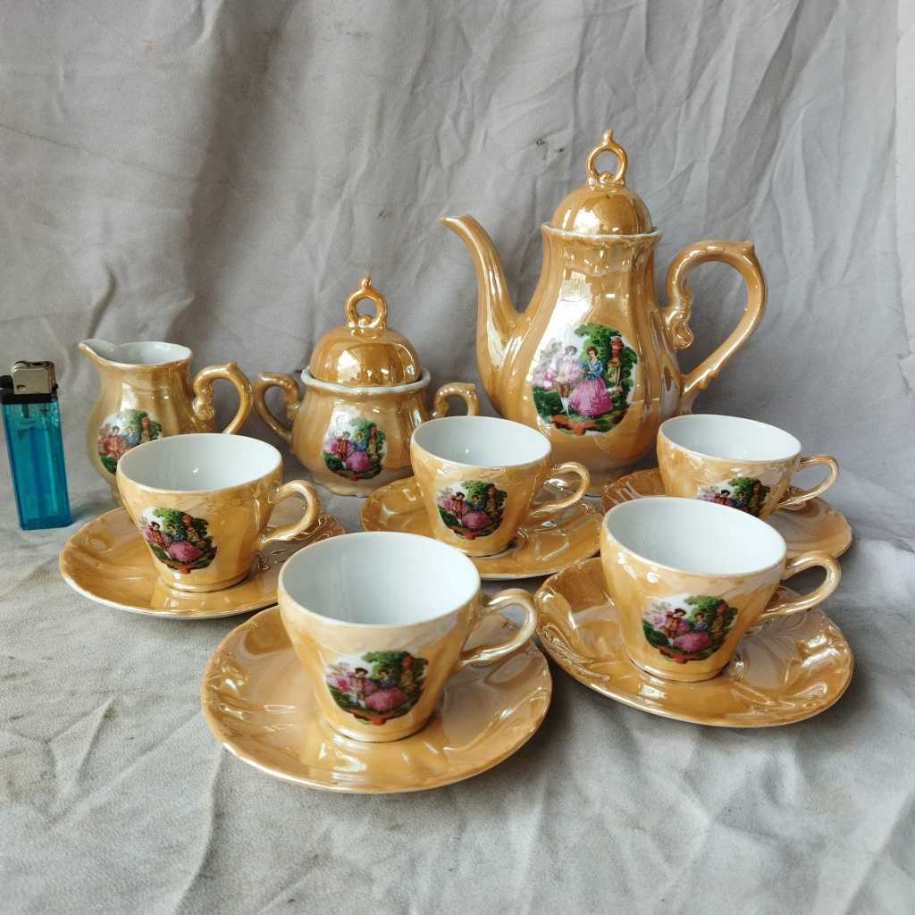 Vintage NOS Tea Set Keramik Dancing Dutch Musik Japan