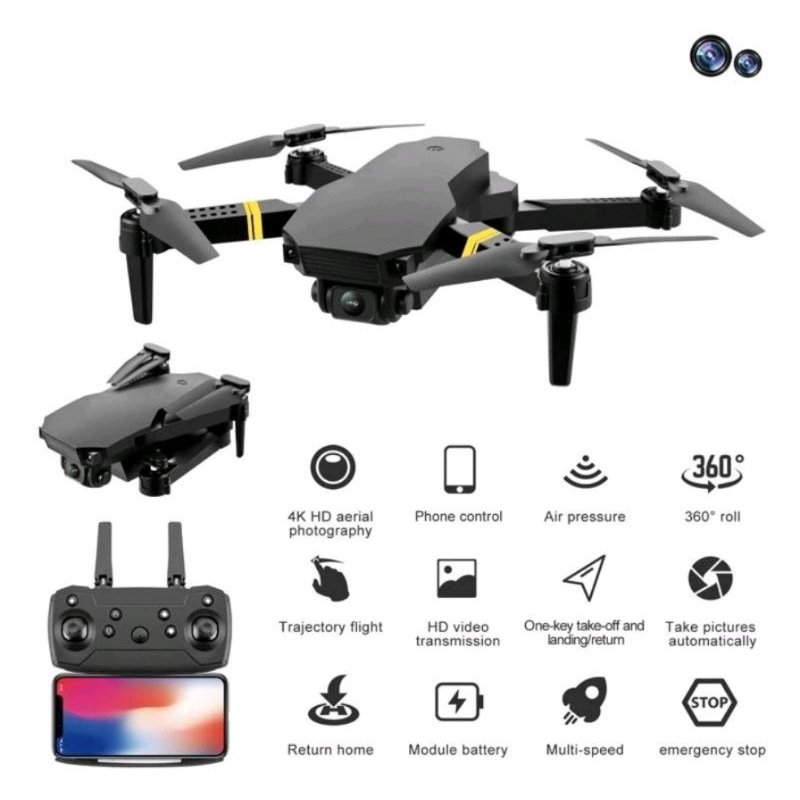 DENNOS E58 Drone Camera Drone Quadcopter Auto Fokus include Remote Dan Kamera ORIGINAL