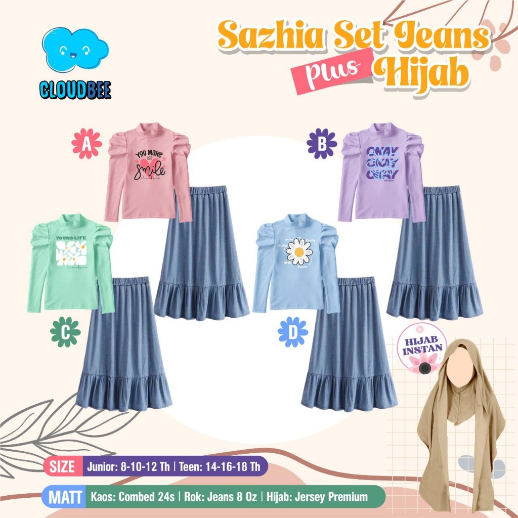 Sazhia Setelan Anak Jeans Hijab Cloudbee