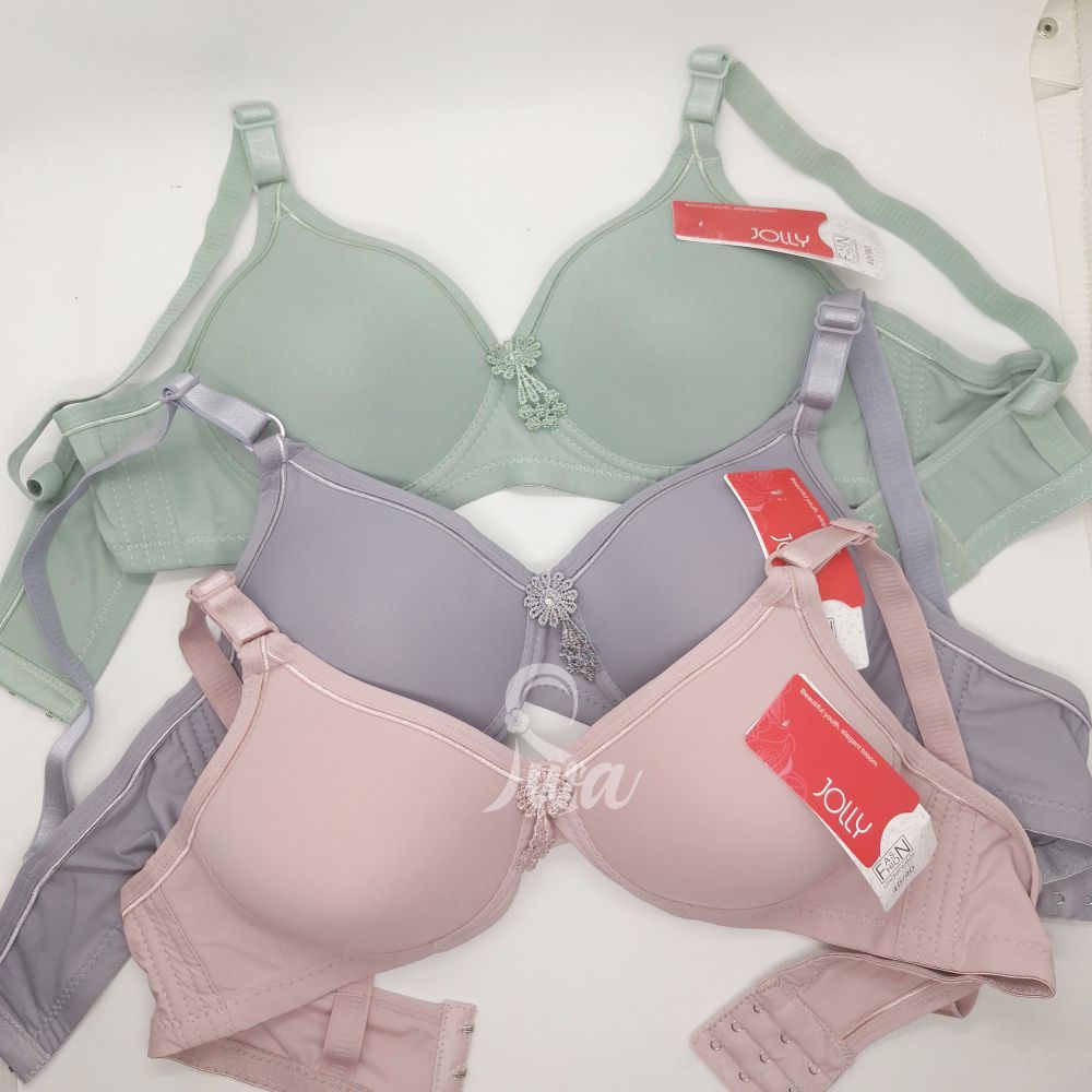 AISIRA- Jolly 1PCS Bra Busa Cup Besar Bh Wanita Jumbo Tanpa Kawat Kait Kancing Belakang 3 Bahan Adem