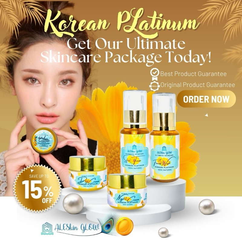 KOREAN PLATINUM ALESKIN GLOW Skincare Glowing-Paket Perawatan Wajah Korea-Cream Glowing-Cream Pemuti