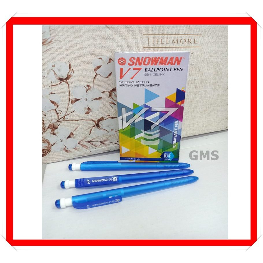 

Pulpen Snowman V-7 0.7mm / Ballpoint Snowman V7 / Biru Semi Gel 0,7 mm (1 Pack /12 pcs)