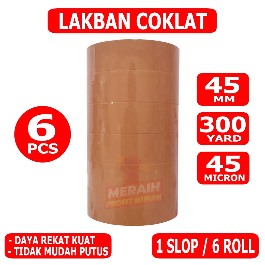 

1 SLOP / 6 PCS - Lakban JUMBO Coklat 300 Yard - Lakban MPI 45 mm x 300 Yard - TERMURAH!!!