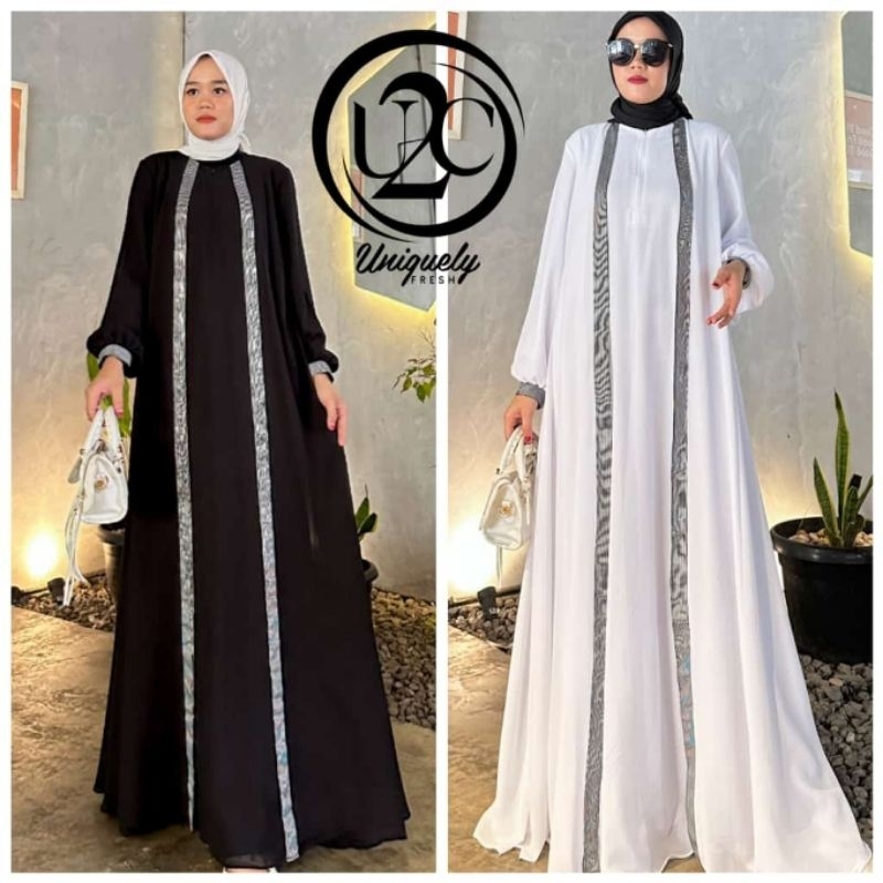 Balqis Dress Premium By U2C / Gamis Abaya Hitam Putih