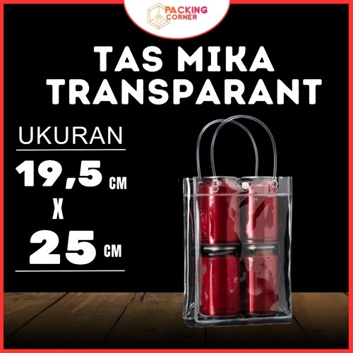 

Tas Mika Bening Plastik 20x25 cm Goodiebag Transparan PVC 20x25x7 cm Tas Hampers Ultah Snack Suovenir Lebaran