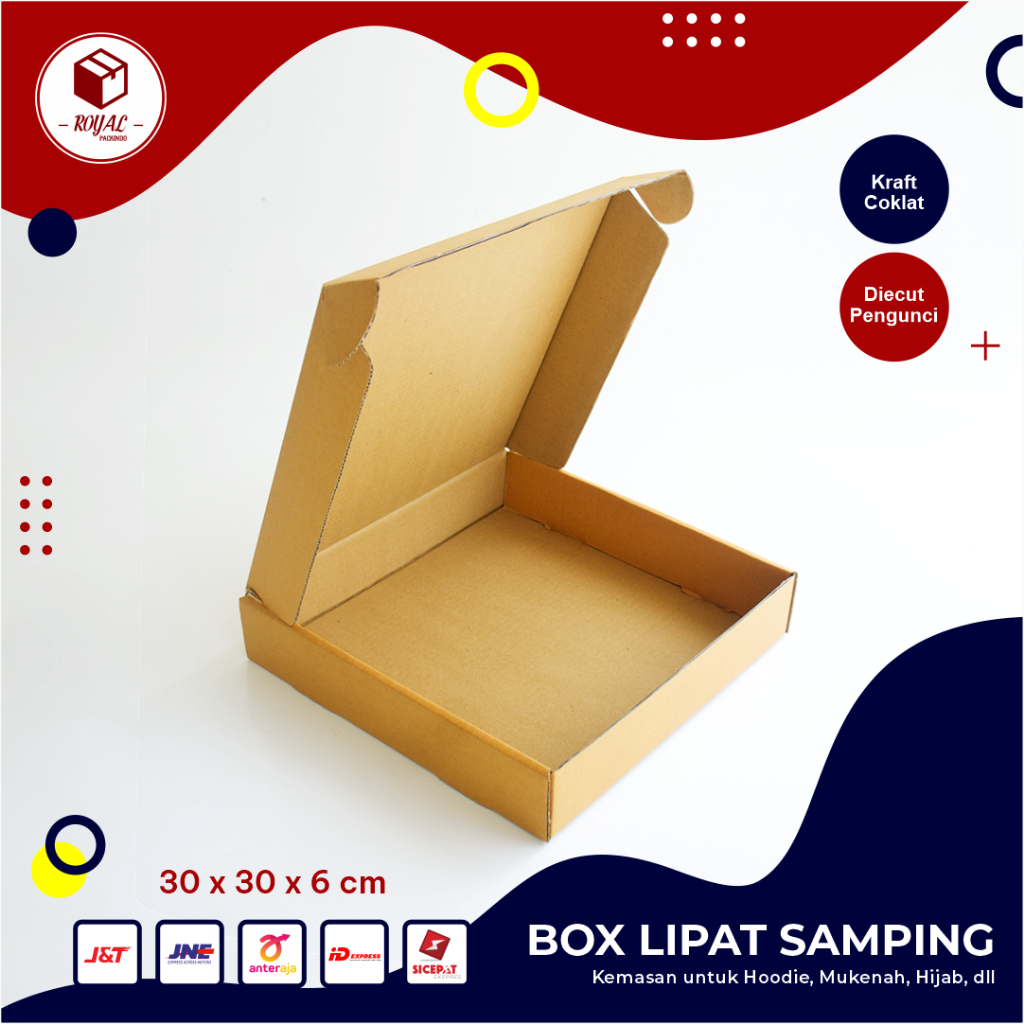 

Box ( 30 x 30 x 6 cm ) LS/B FLUTE - boxbaju/boxhampers/boxkue/boxpizza/kardus/polos/karton/packing