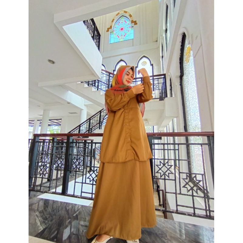 Seragam  gamis wanita  ,model semo rok /  PNS /PEMDA /PDH .matrial khaki tua,,