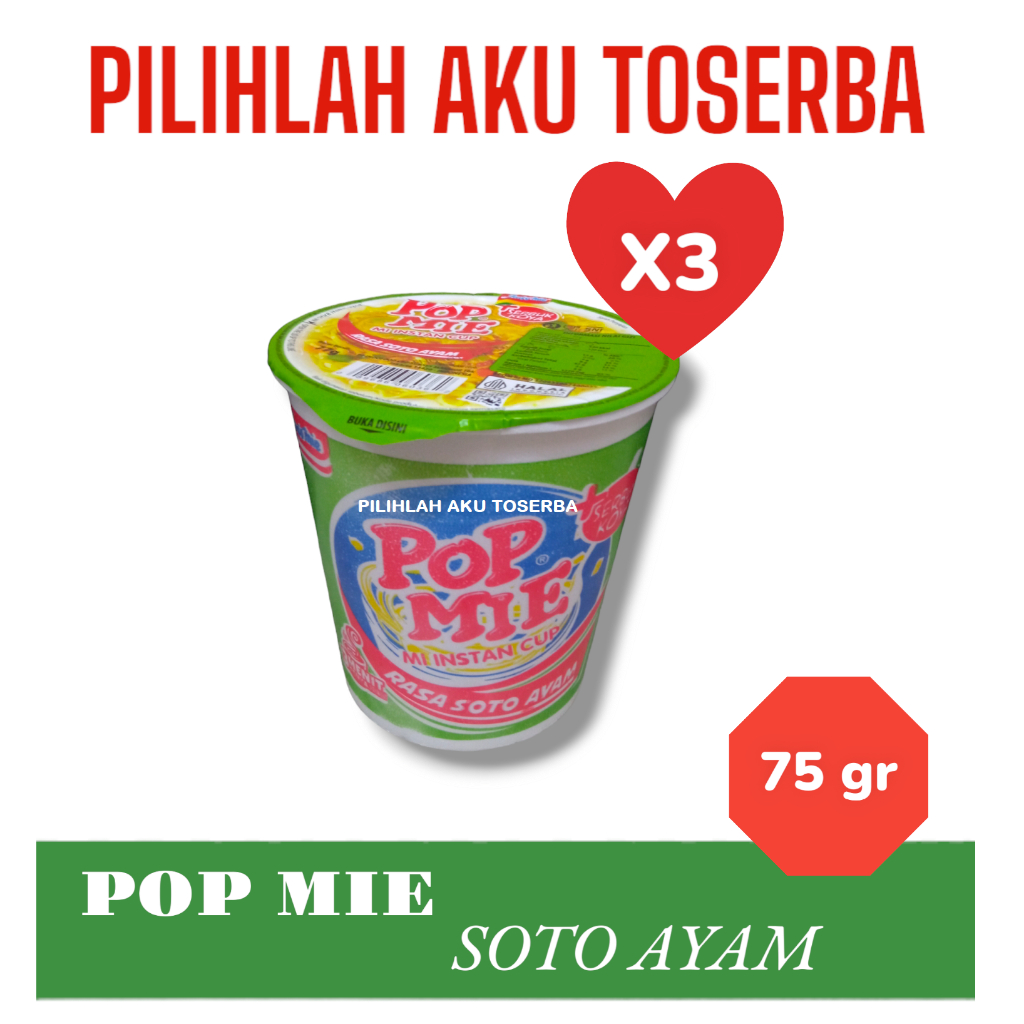 

Mie Instant POP MIE Rebus Rasa SOTO AYAM - ( Harga 3 PCS )