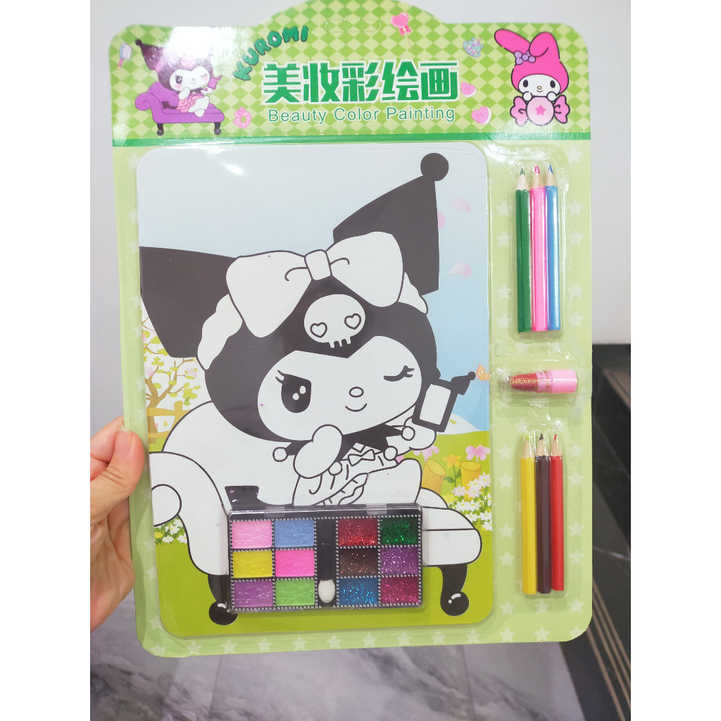 

DIY COLORING PAINTING MAKE UP BOOK - buku mewarnai merias wajah sanrio color painting lisptick pensil