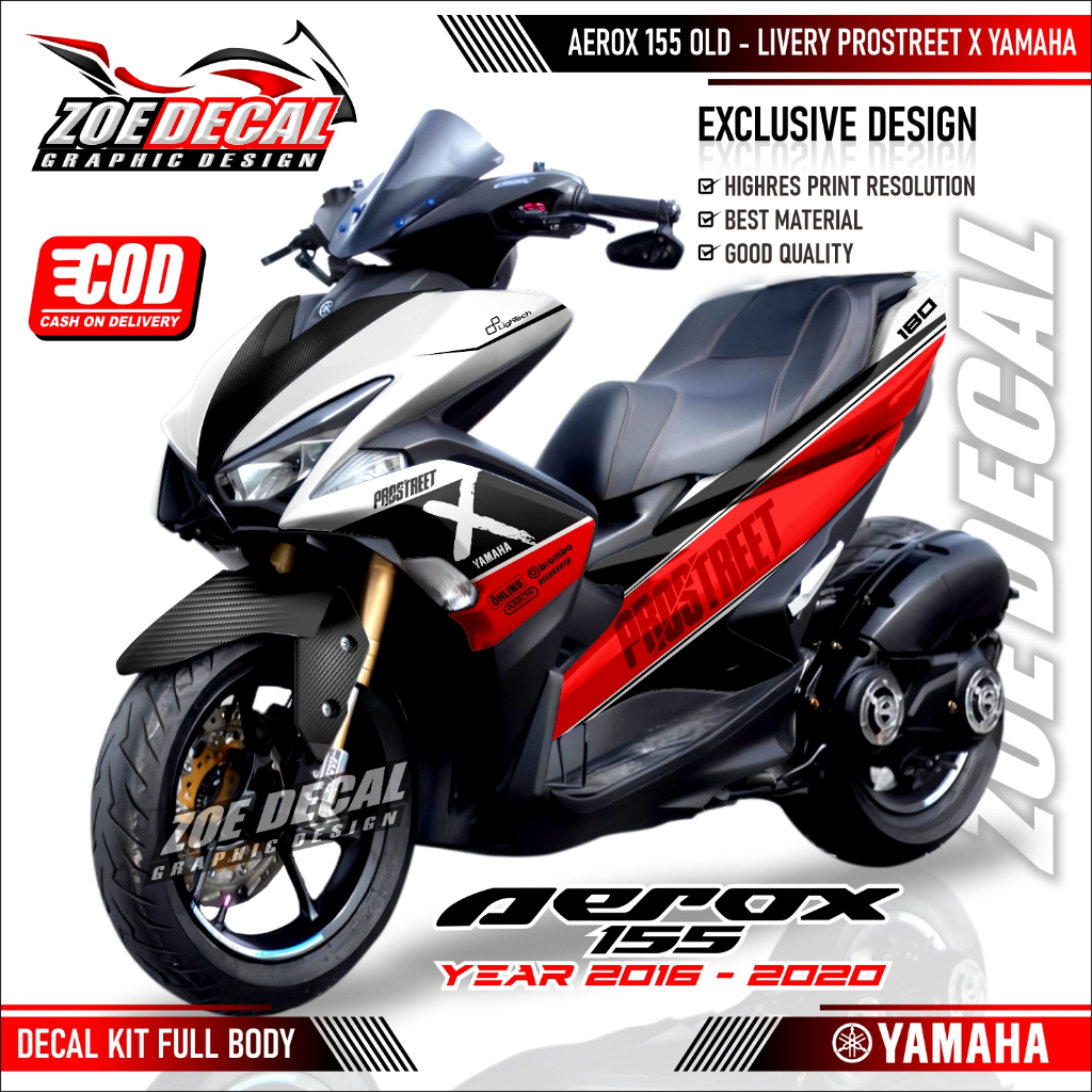 Terbaru Decal Yamaha AEROX 155 Old Full Body Motif / Livery PROSTREET X YAMAHA FULL BODY