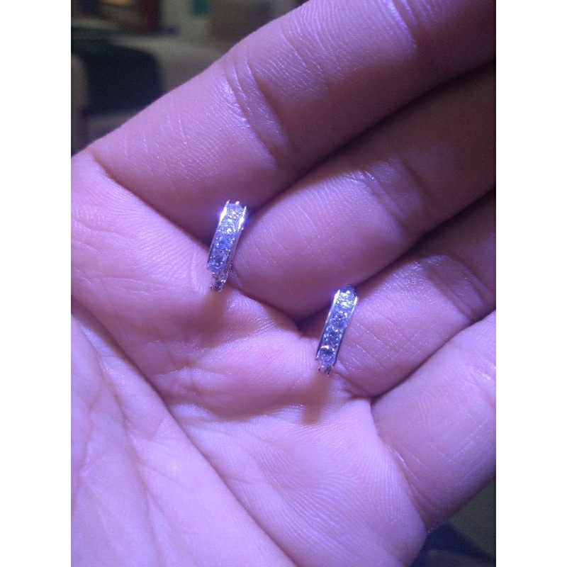 Anting jepit permata listring emas putih 750