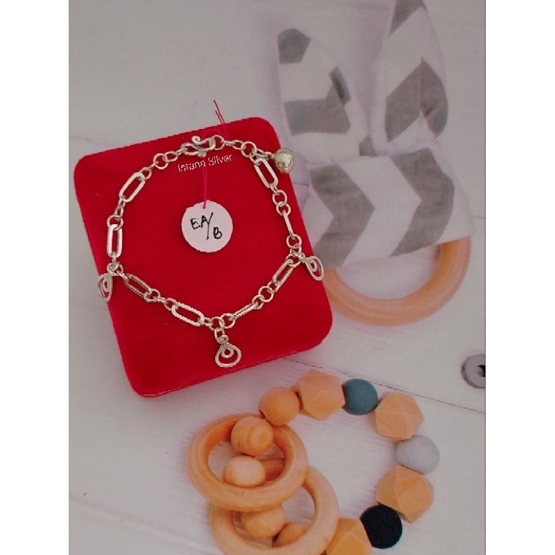 Gelang Tangan Anak Perak Asli Murni 99% Gelang Rantai Anak Buatan Tangan Murni Acc Gantungan Remaja 