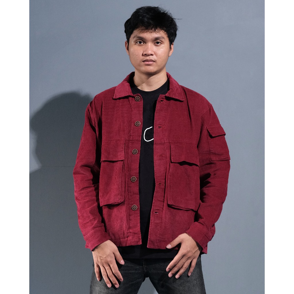 OSG - Trucker Jaket Corduroy Pria Original Vintage - Maroon