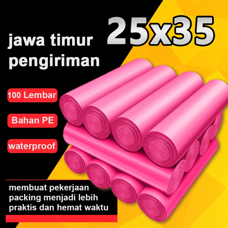 

Jawa timur Pink polymailer 25x35 plastik packing 100PCS Glossy polymailer motif premium Termurah Anti Sobek