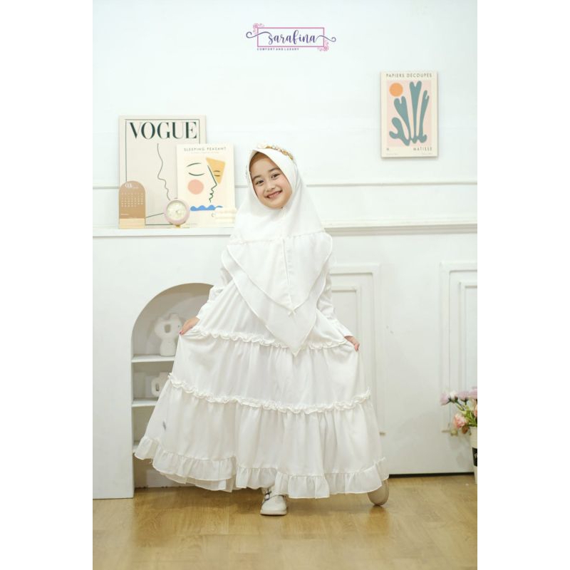 Gamis putih anak 5 - 8 tahun / Gamis putih anak / set gamis putih anak / gamis putih manasik / gamis