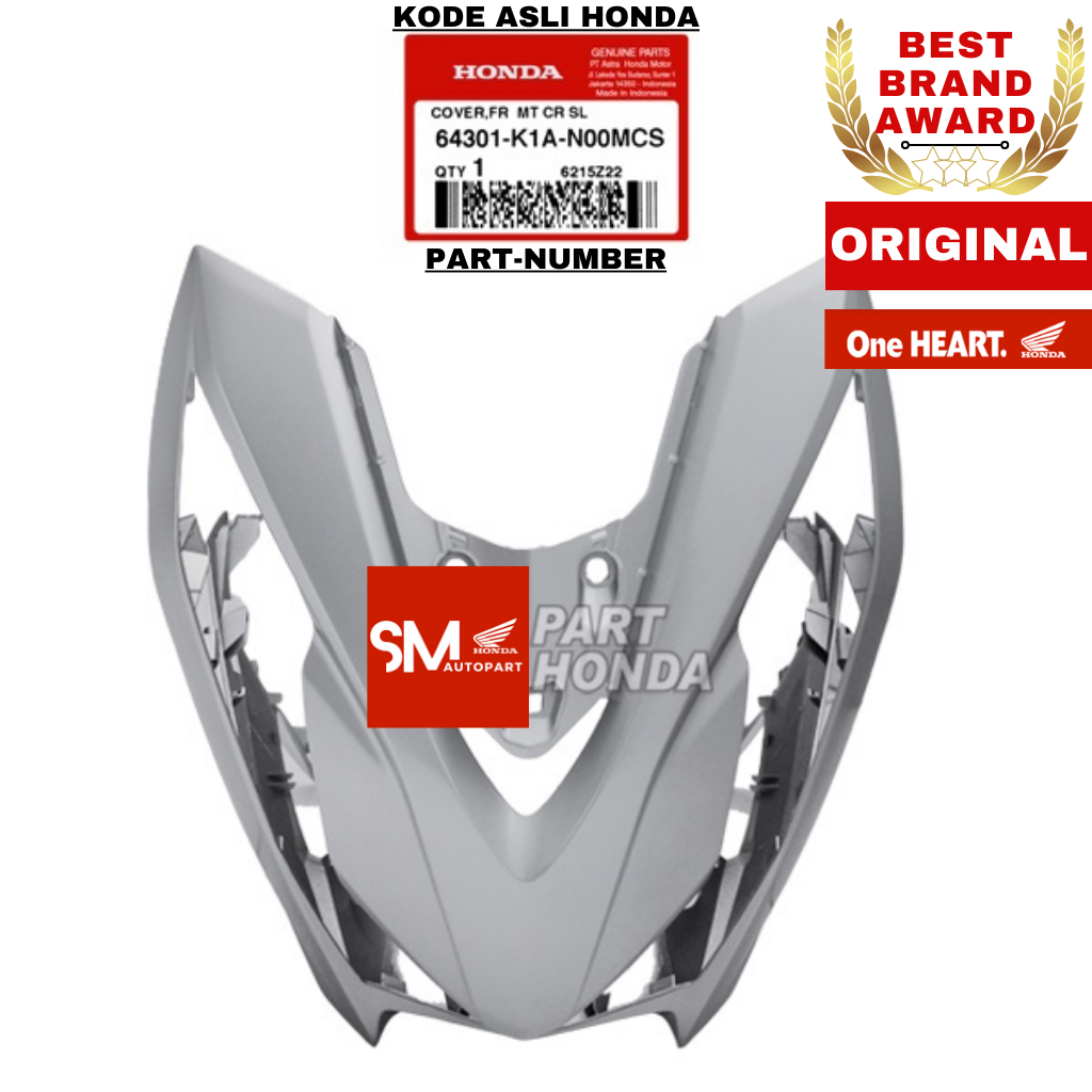 64301-K1A-N00MCS Cover Front Panel Tameng Lampu Depan Beat LED Eco Street K1A Silver Dof