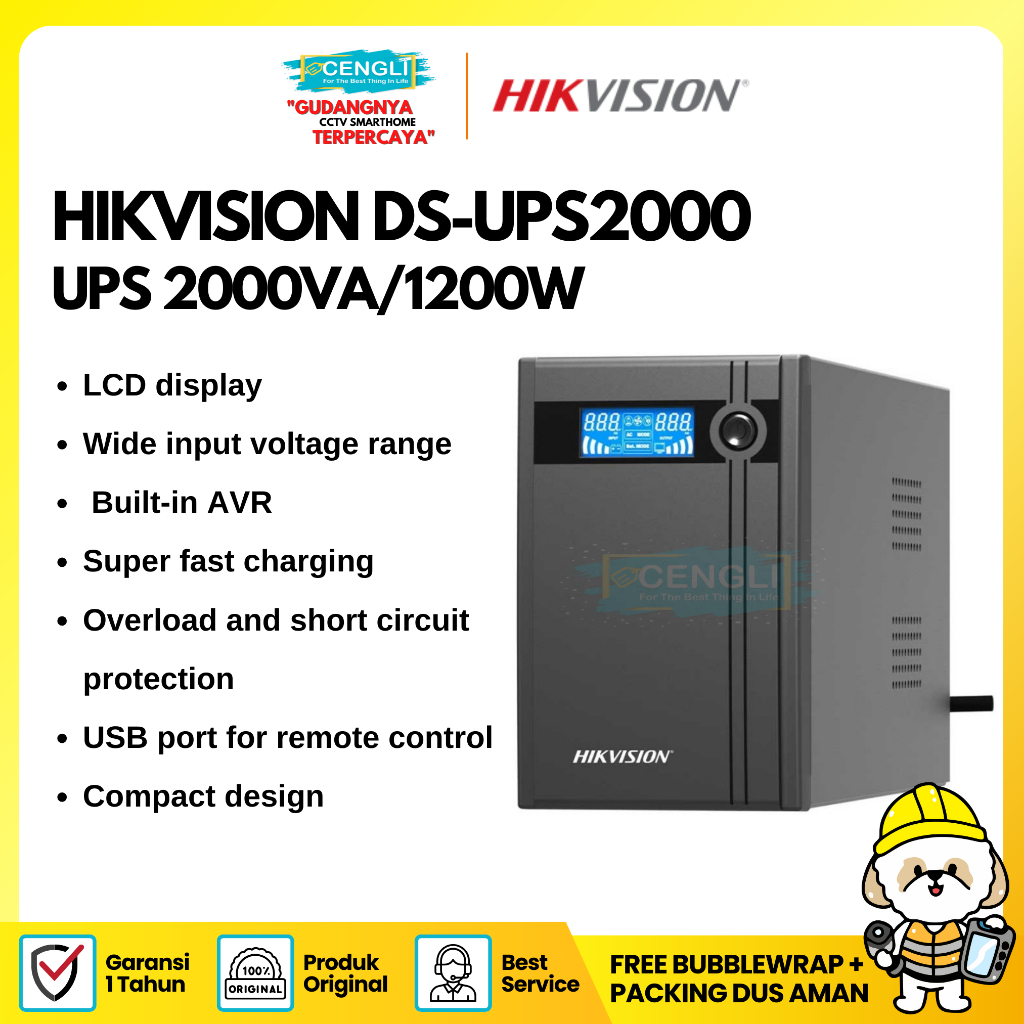 UPS Hikvision DS-UPS2000 2000VA 1200W Uninterruptible Power Supply PSU UPS PC CCTV