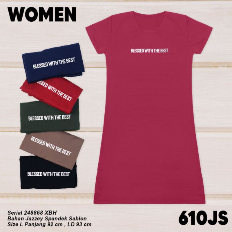610JS Lemone women daster size L  kaos jazzey spandek pendek polos sablon tulisan