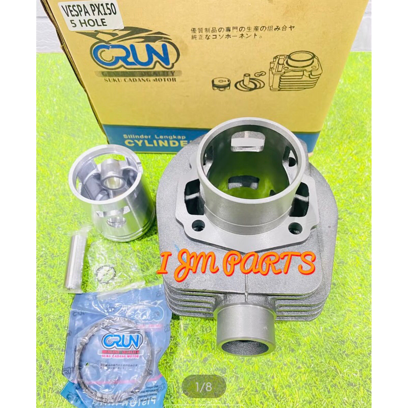 Blok Seher Cylinder Silinder Motor Vespa PX150 Hole Lubang 5 Merek crun