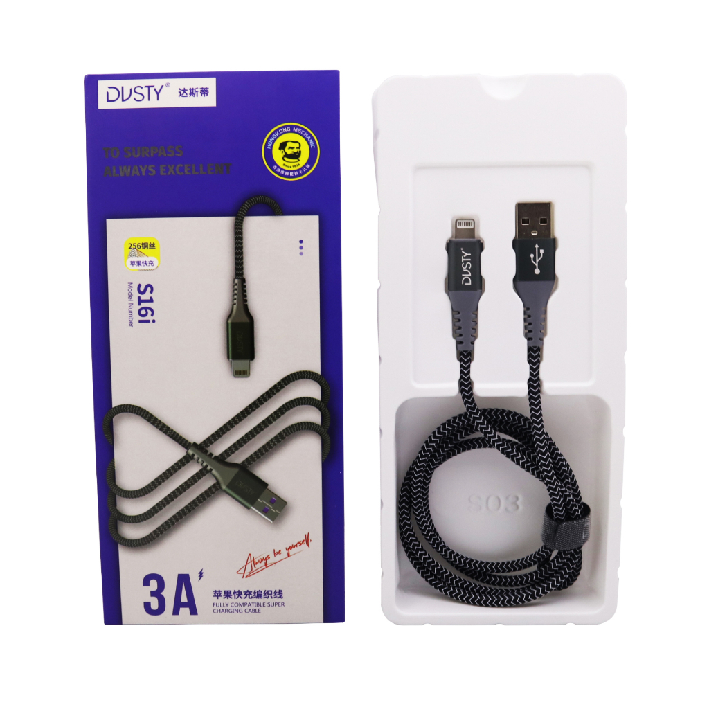 Mechanic Dusty S16i Kabel Data USB Iphone Apple Super Charging 5A 1M Gray ORI