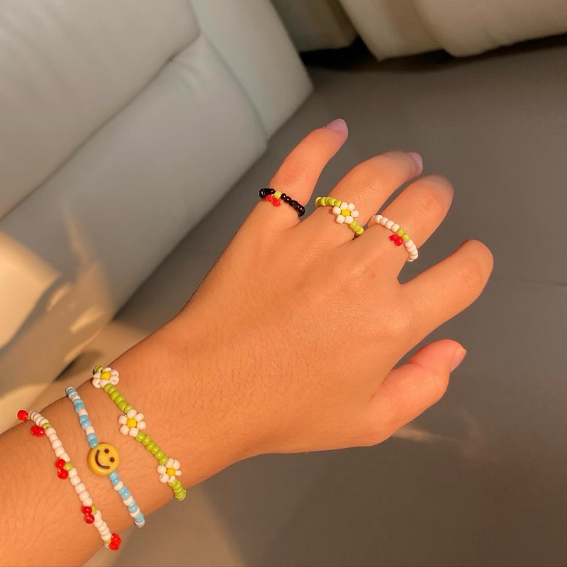 gelang manik manik bunga, cery, smile